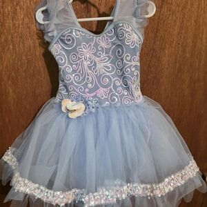 Weissman Light Blue Tulle Dance Costume with Iridescent Accents
